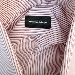 Ermenegildo Zegna Men's Shirt in Pink and White Stripes